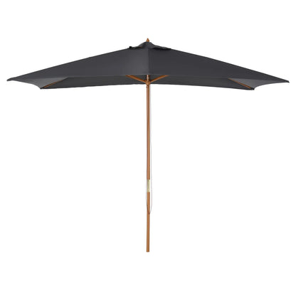 7' x 10' Dark Grey Wooden Patio Umbrella, Outdoor Sunshade Canopy, Dark Grey Sun Umbrellas at Gallery Canada
