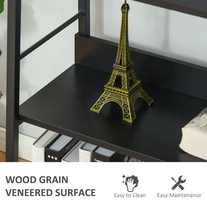 5-Tier Bookshelf, Metal Frame, Wooden Shelves, Living Room Furniture, Black Display Bookshelves at Gallery Canada