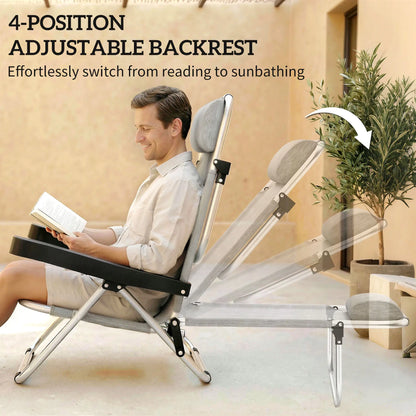 Folding Lounge Chair Set, Reclining Outdoor Chairs, 4-Position Adjustable Lounger Chairs at Gallery Canada