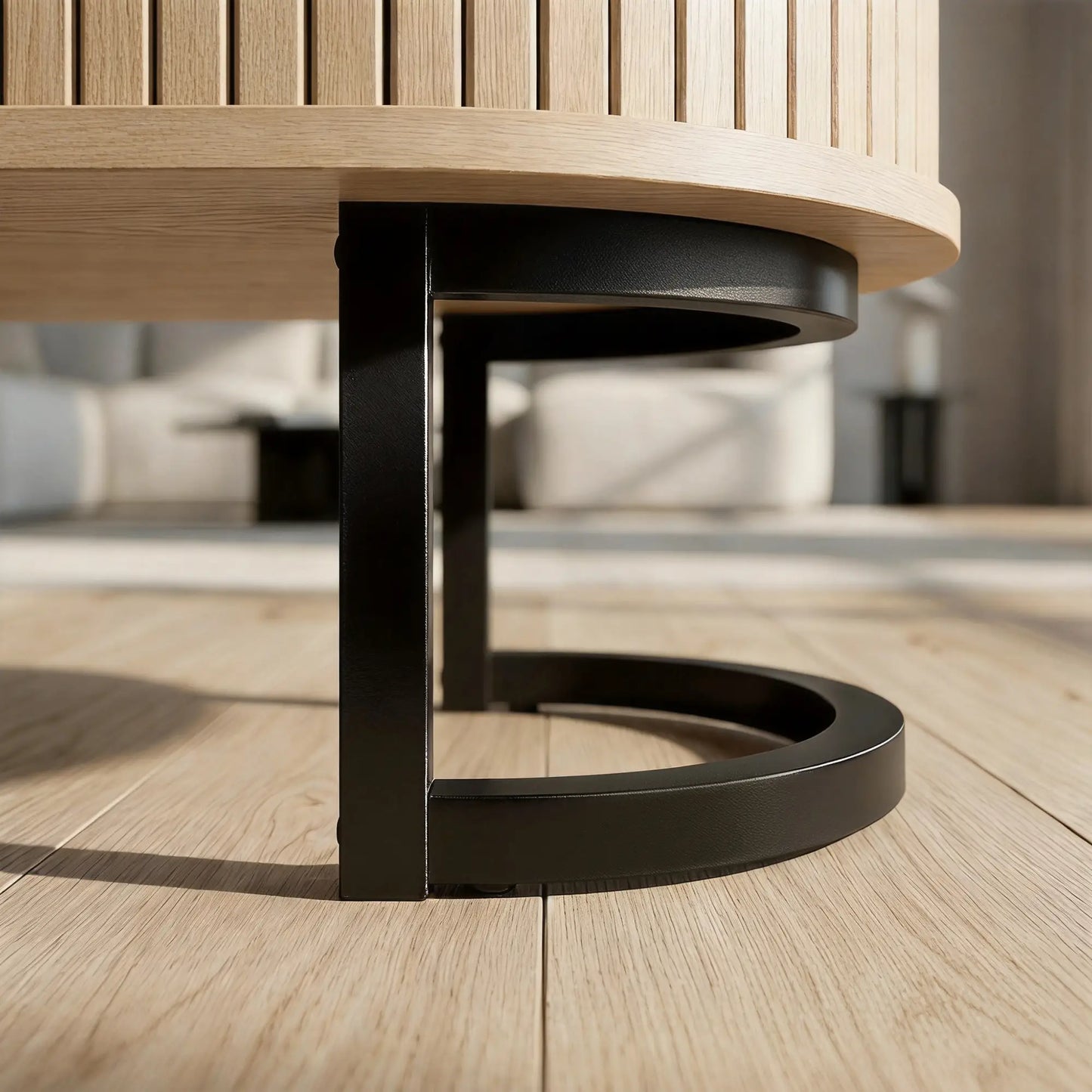 Sideboard Buffet Cabinet, Curved Tambour Doors, Natural Wood Storage Cabinets at Gallery Canada