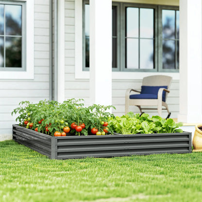 L-Shaped Raised Garden Bed, 82" x 109" x 12", Galvanized Steel Planter Box, Light Grey Galvanized Planter Boxes at Gallery Canada
