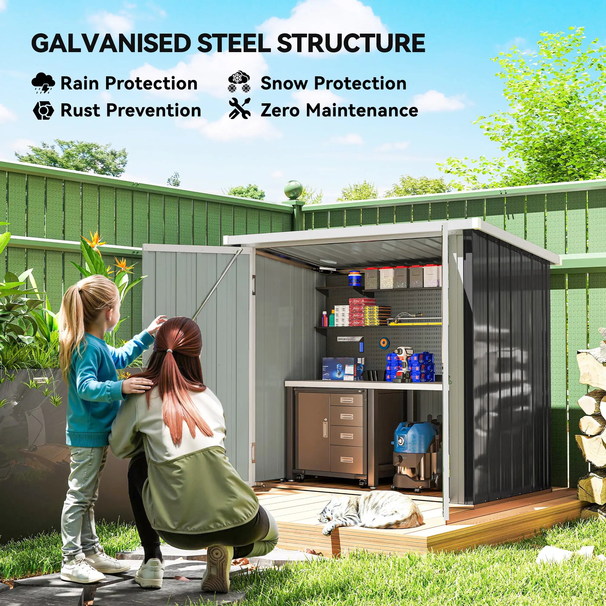 5' x 3' Metal Garden Storage Shed, Tool House, Double Doors Sheds at Gallery Canada