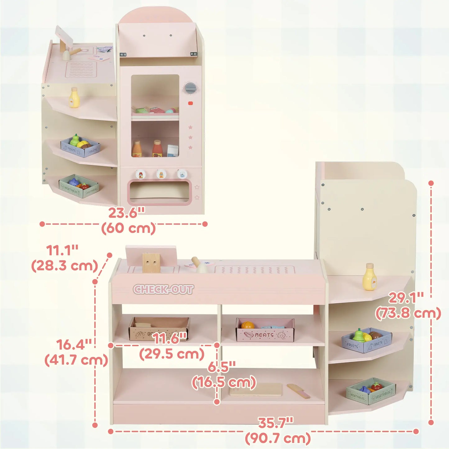 Kids Grocery Store Playset, Cash Register, Vending Machine, Pink Toy Playsets at Gallery Canada