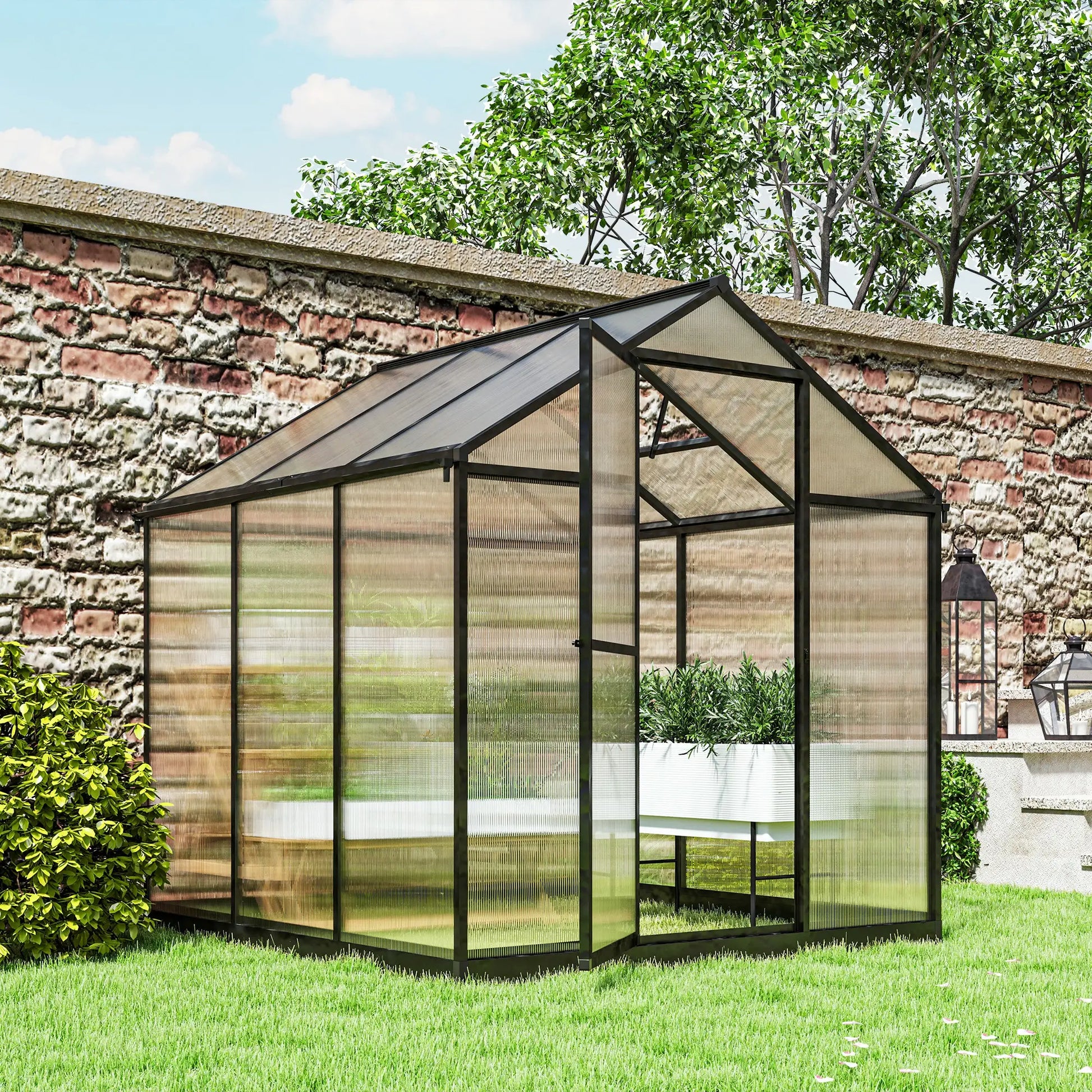 6' x 8' x 6.4' Polycarbonate Greenhouse, Aluminum, Walk-In, Charcoal Grey Walk In Greenhouses at Gallery Canada