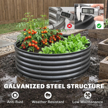 Galvanized Raised Flower Bed, 4 x 4 x 1.5 ft, Dark Grey Raised Garden Beds at Gallery Canada