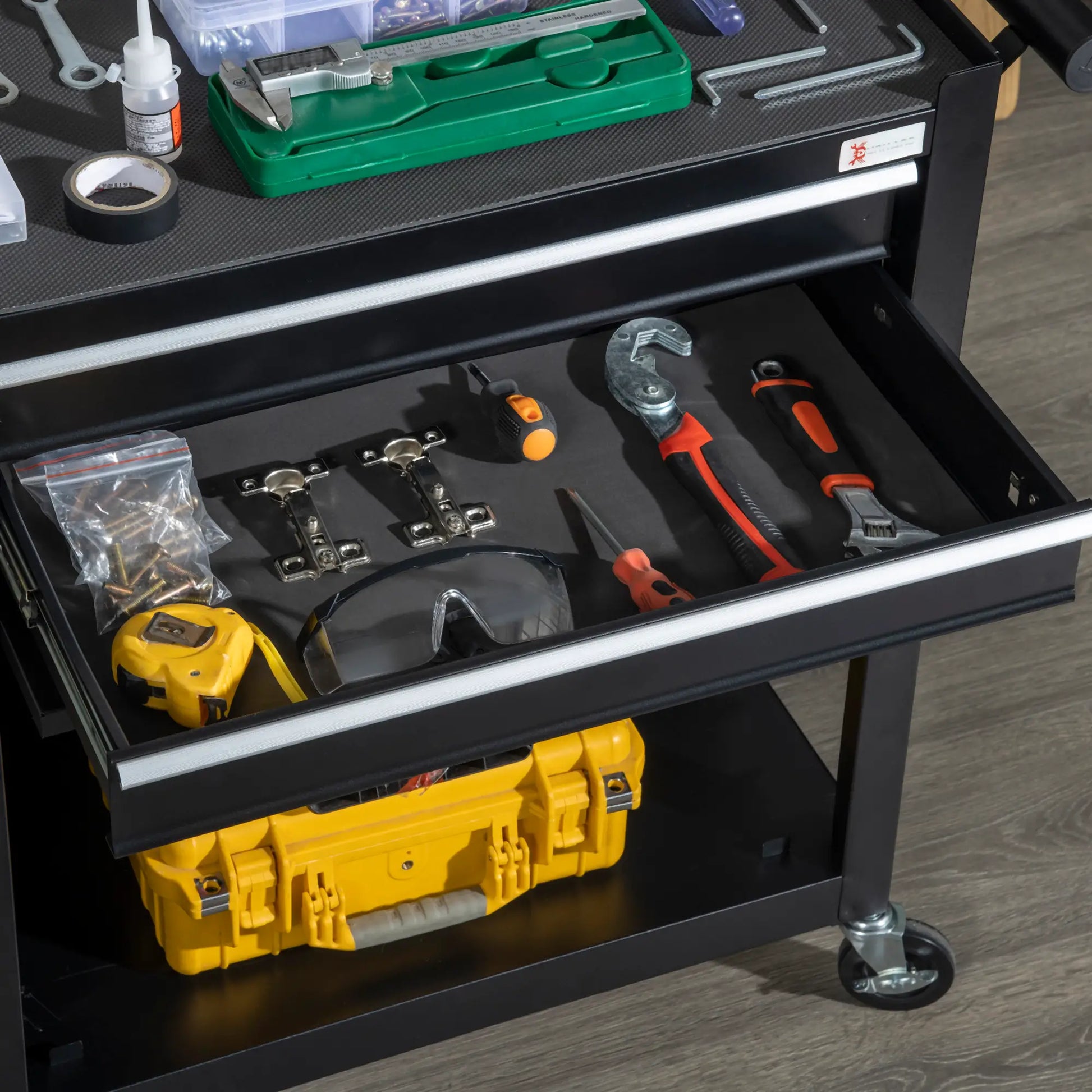 6-Drawer Tool Chest, 4 Wheels, Lockable Rolling Storage Cabinet, Black Tool Organizers at Gallery Canada