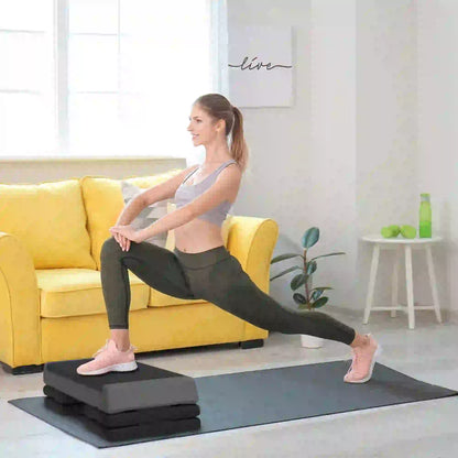 Adjustable Exercise Step Platform, 3-Level, 4", 6", 8", 550lbs, Grey Aerobic Equipment at Gallery Canada
