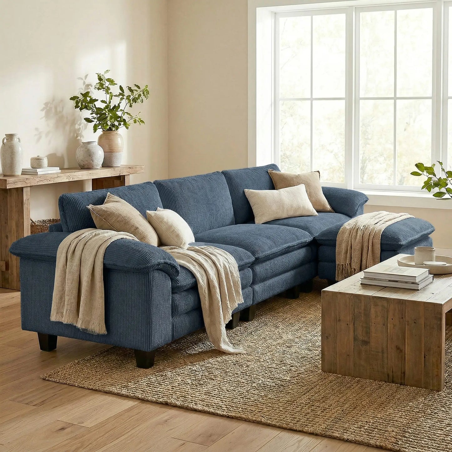 Sectional Sofa, L Shaped Couch, Deep Seat, Blue L Shaped Couchs at Gallery Canada