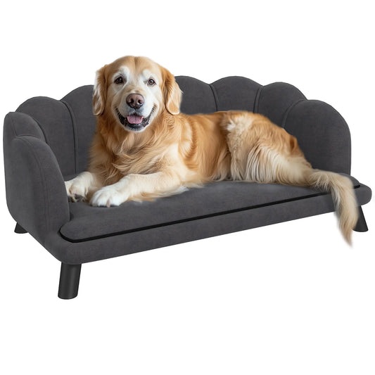 Dog Sofa, Removable Cushion, Wood Legs, Medium Large, Dark Grey Dog Sofas Dark Grey at Gallery Canada