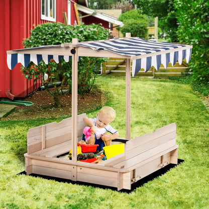 Kids Wooden Sandbox, Outdoor Playset, Adjustable Canopy, Convertible Bench, 3-7 Years Sandboxes & Accessories at Gallery Canada