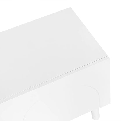 TV Stand, Wave Shaped Doors, Sturdy Legs, 66.5" L x 13.5" W x 18" H, White TV Stands at Gallery Canada