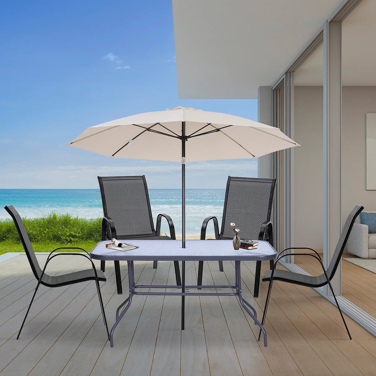 4-Piece Outdoor Dining Chair With Armrests, Black Patio Chairs at Gallery Canada