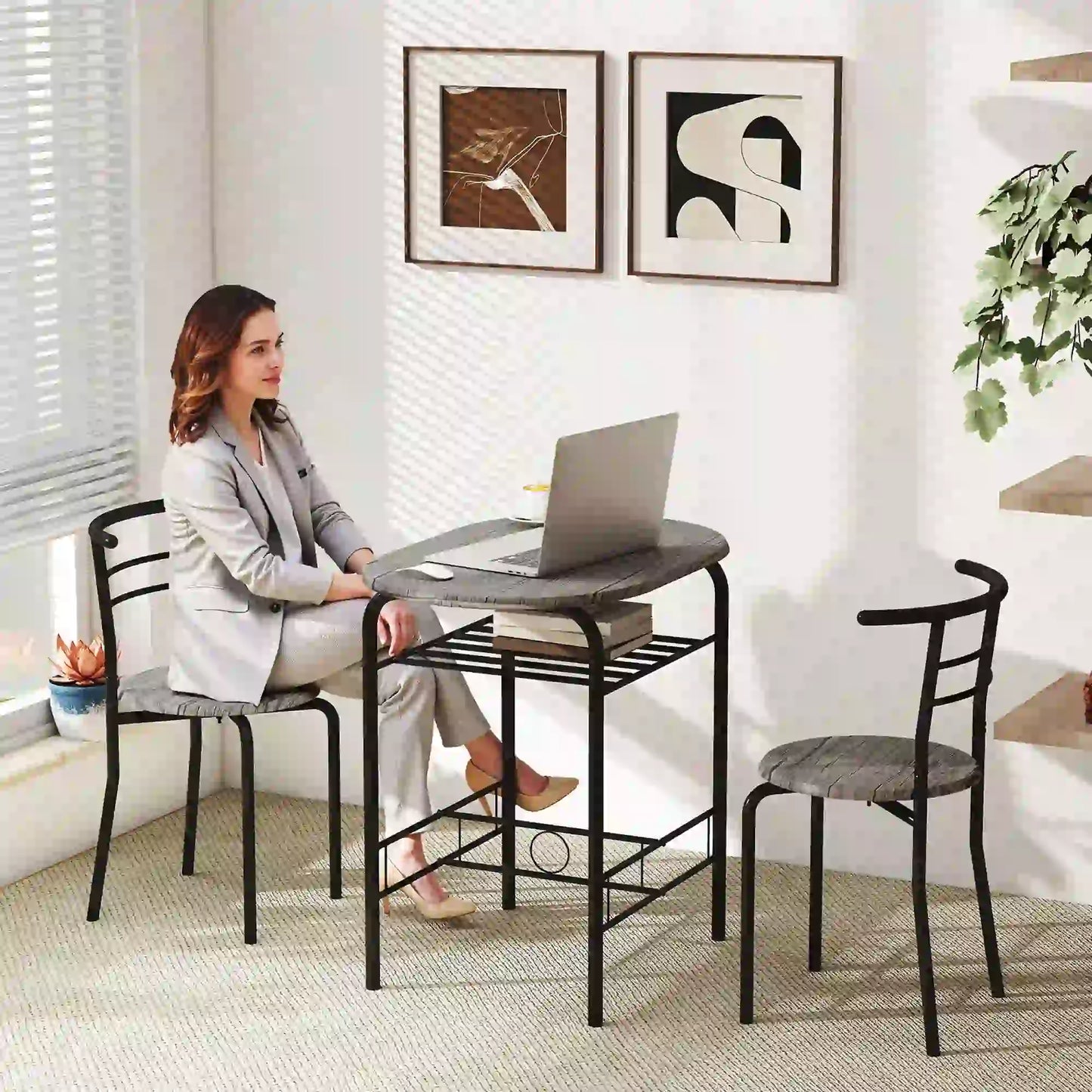 31.5" Dining Table Set of 3 with Chairs and Shelf Dining Table Sets at Gallery Canada