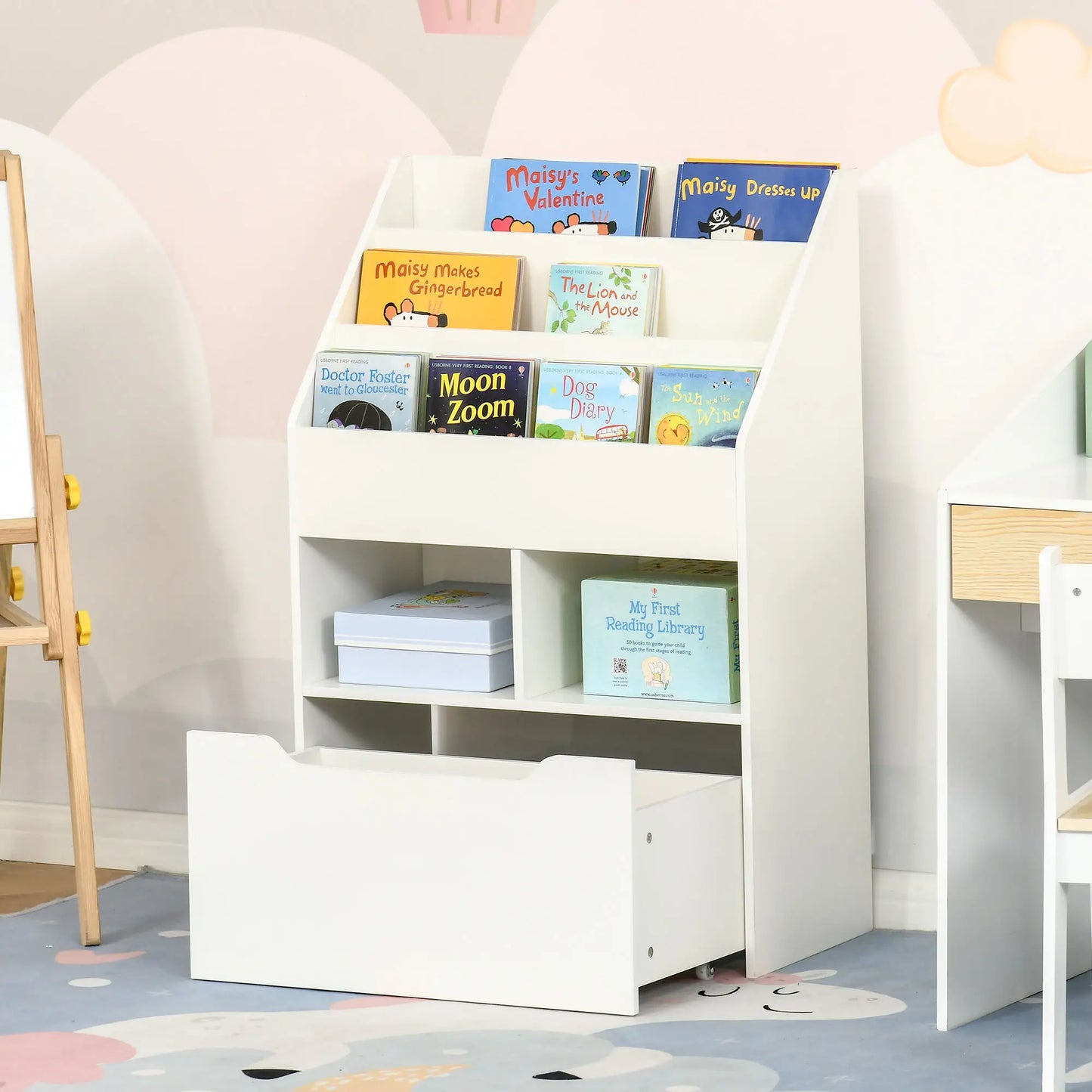 Kids Bookcase, Multi-Shelf Organizer with Drawer, White Baby & Kids Storage at Gallery Canada