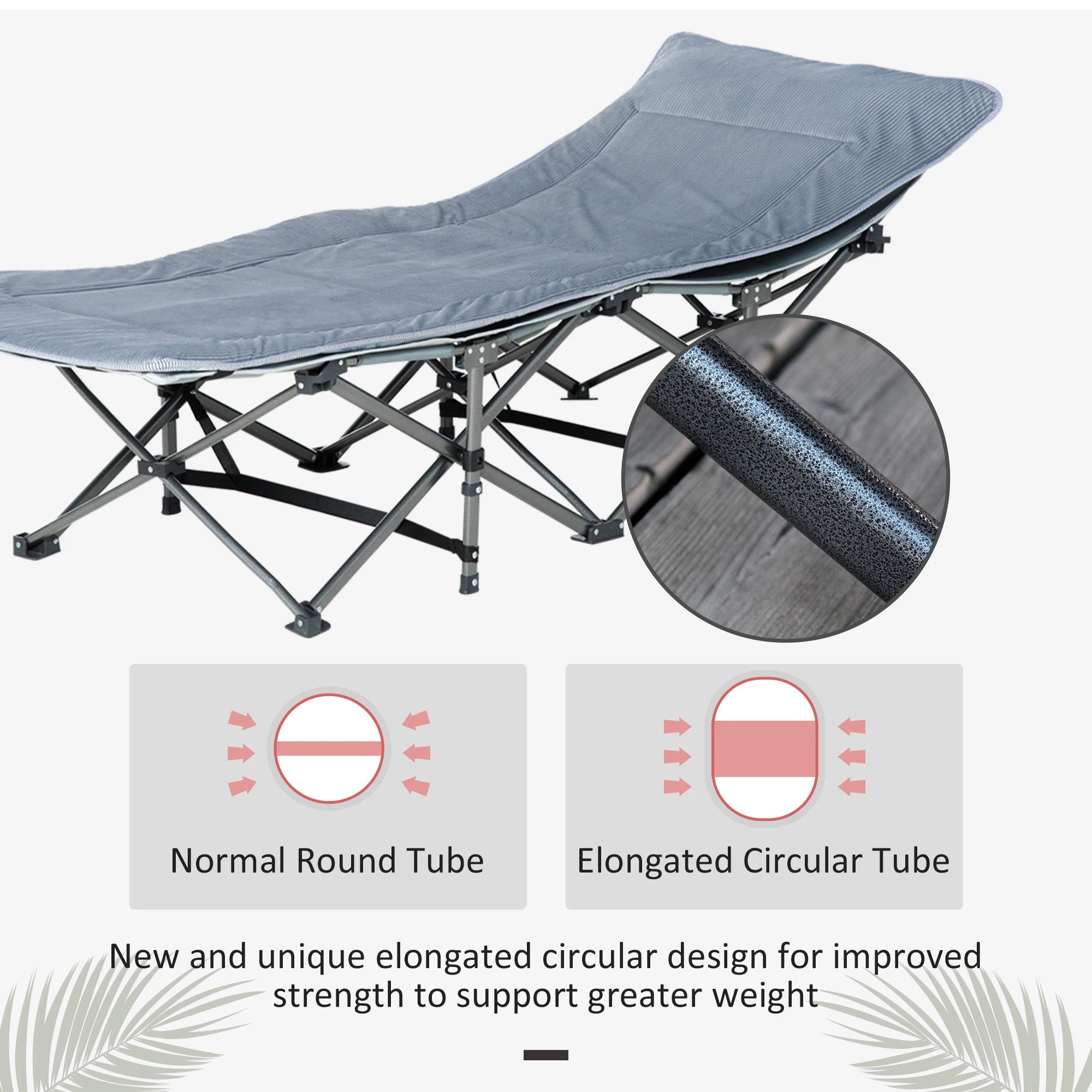 Folding Camping Cot With Mattress, Double Layer Oxford, Heavy Duty, Dark Grey Camping Cots at Gallery Canada