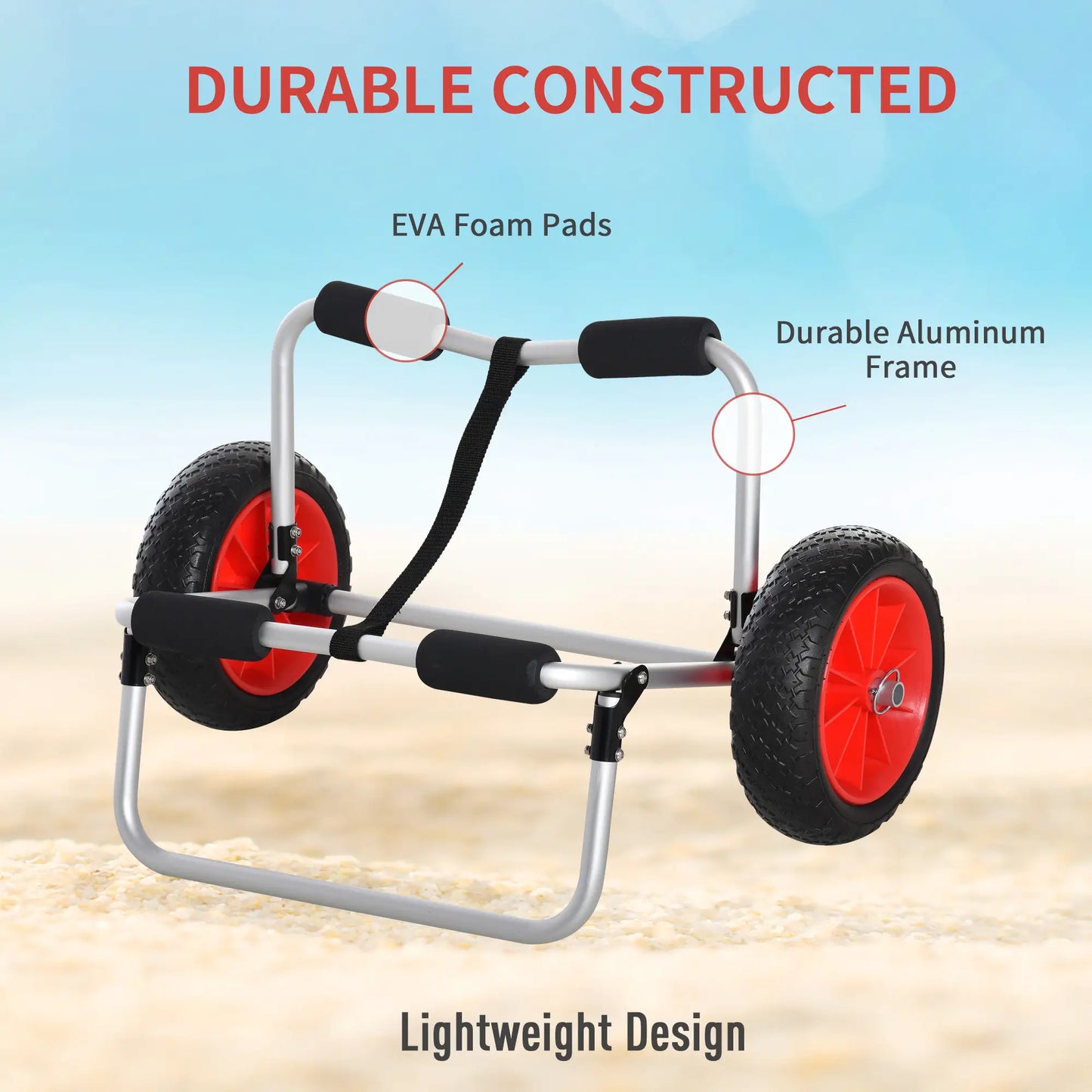 198LBS Kayak Cart, Foldable Canoe Dolly, Aluminum Frame, Silver Kayak Carts at Gallery Canada