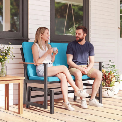 Outdoor Glider Bench For 2, With Thick Cushions, Navy Blue Outdoor Gliders at Gallery Canada