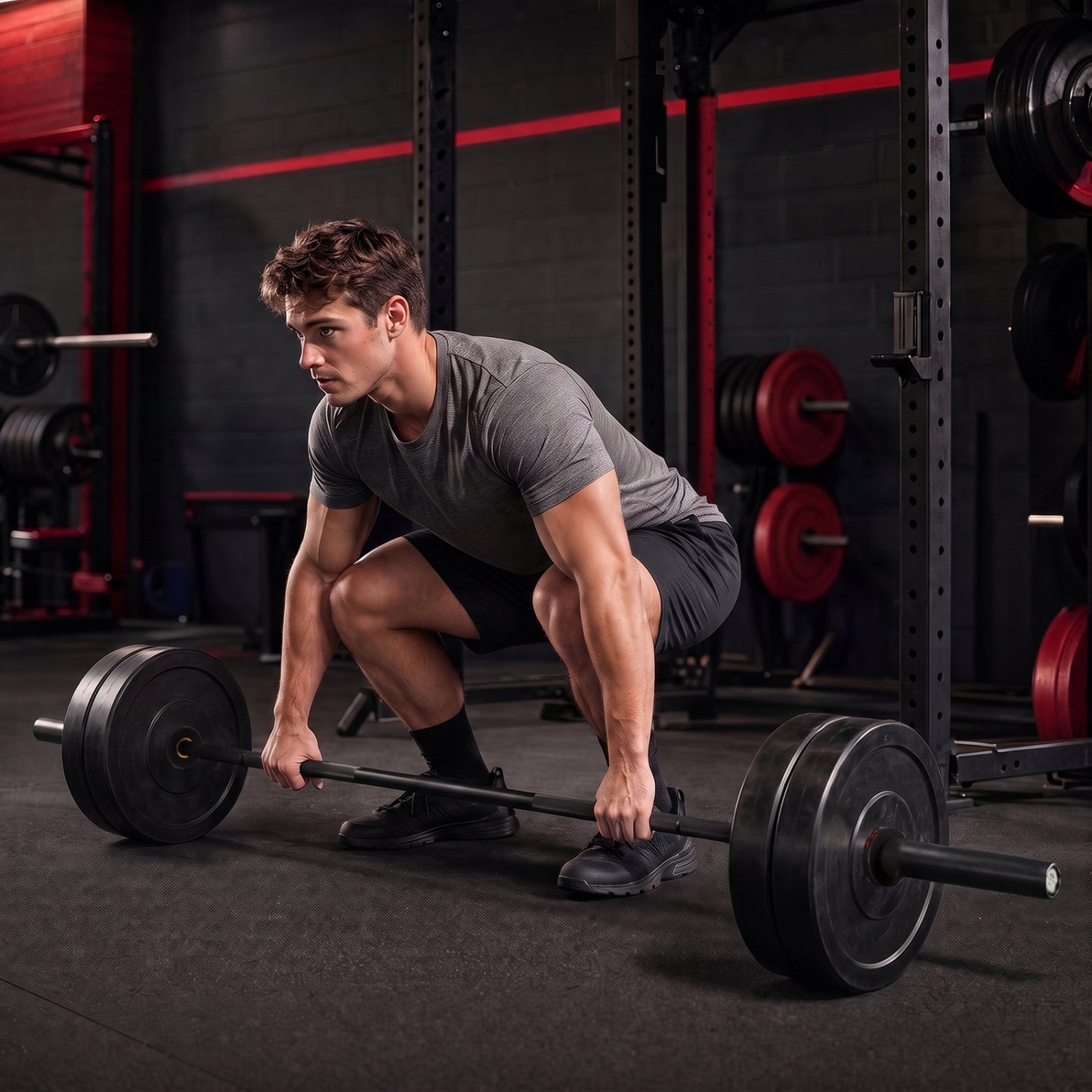 Barre olympique de 2000 lb, 7 pi, pour squats et salle de sport à domicile, noir