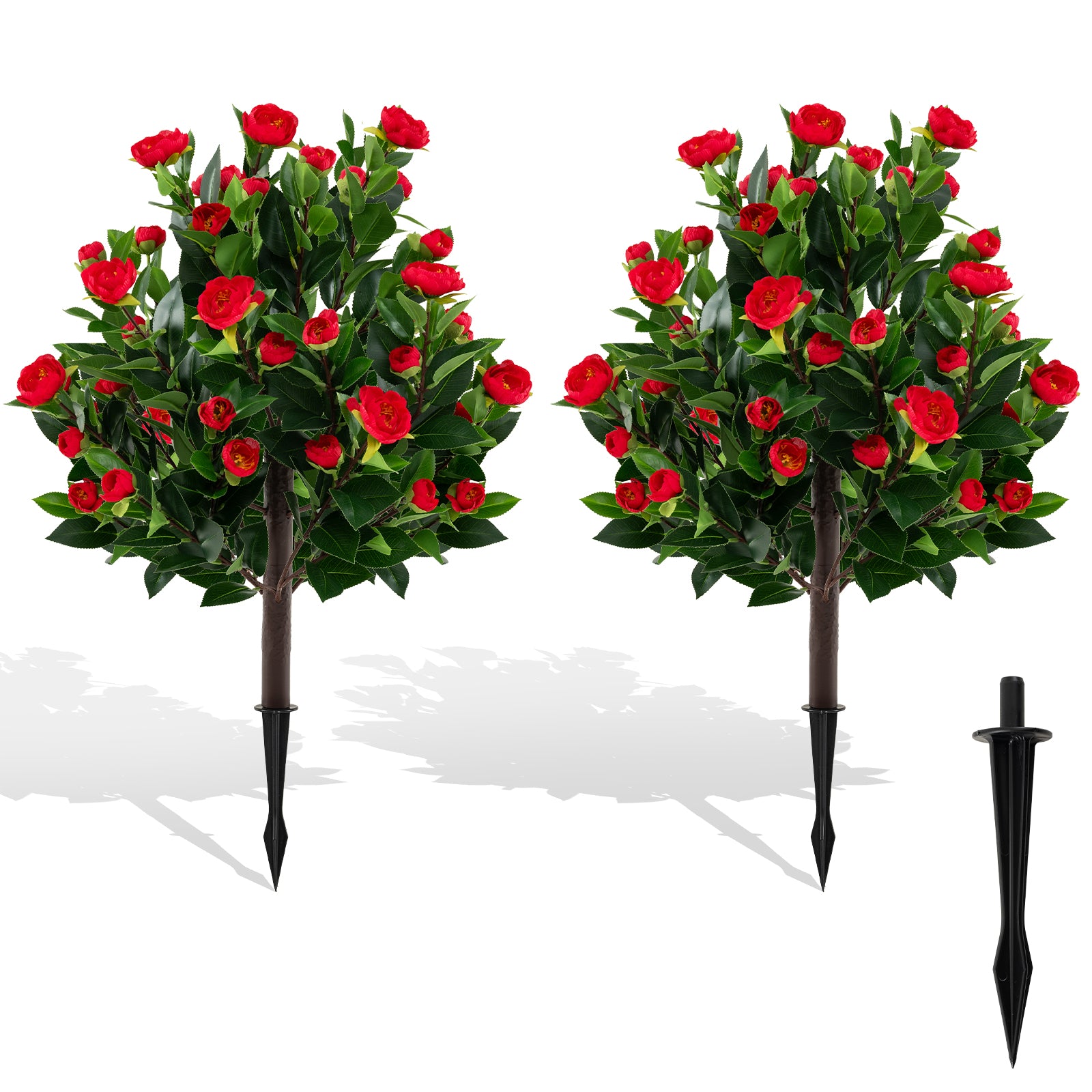 31 Inches Artificial Camellia Tree Set 2 Pack Fake Flower Trees, Green Faux Plants at Gallery Canada