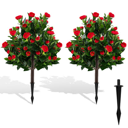 31 Inches Artificial Camellia Tree Set 2 Pack Fake Flower Trees, Green Faux Plants at Gallery Canada