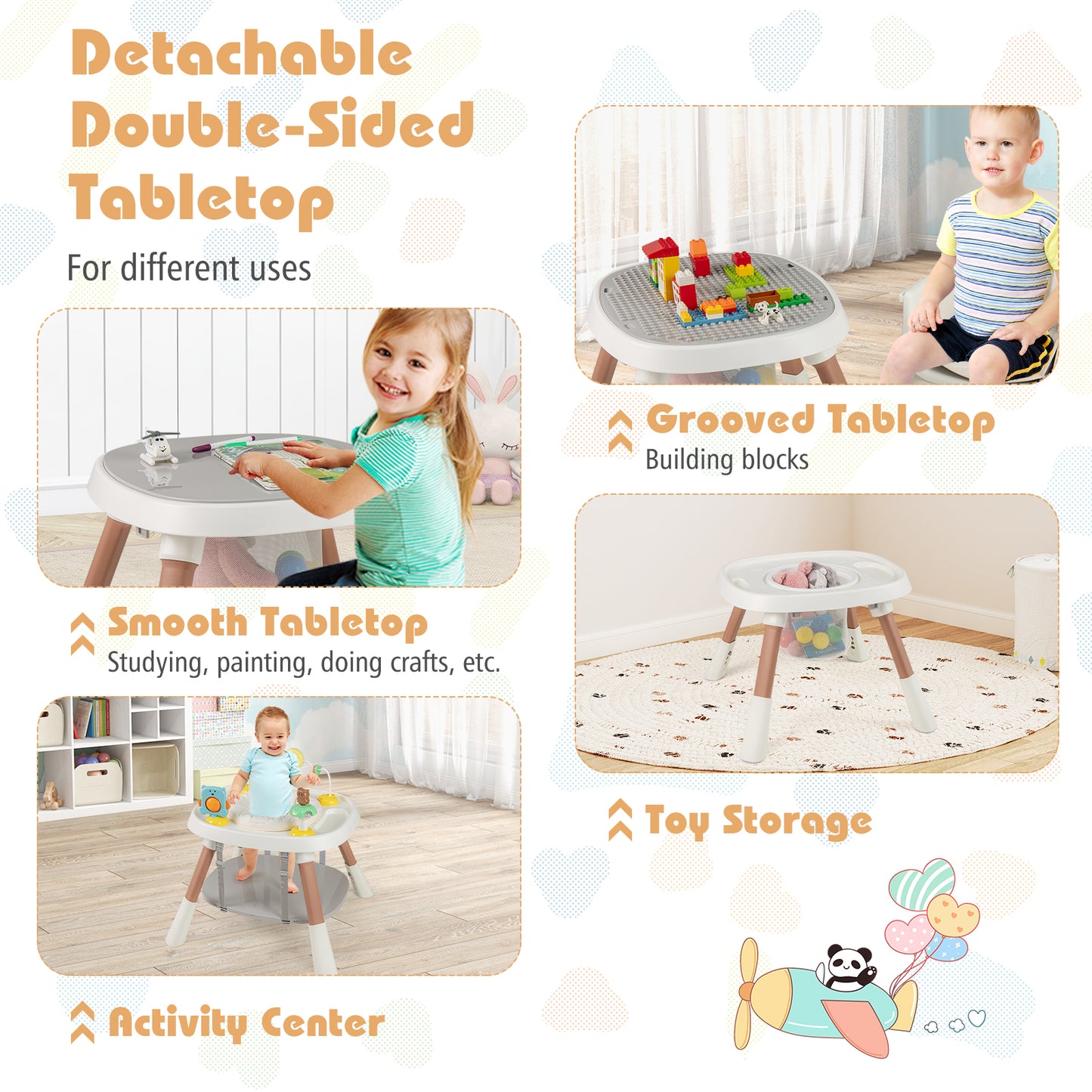 16-in-1 Baby High Chair with Activity Center and Booster Seat for Babies and Toddlers, White High Chairs at Gallery Canada