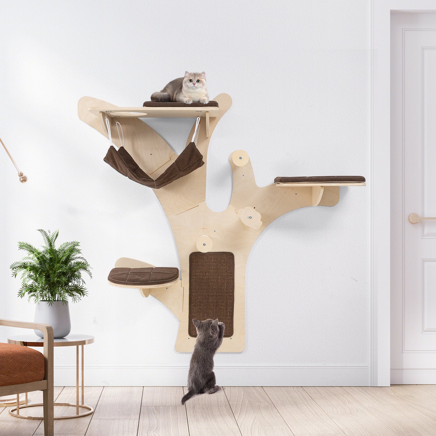 Wall-Mounted Cat Tower Cat Wall Shelves Furniture with Perch, Brown Cat Trees Condos & Scratchers at Gallery Canada