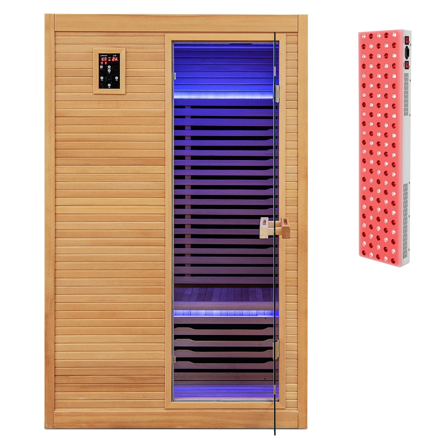 2 People Far Infrared Wooden Sauna Room with Free Red Light Therapy for Home, Natural Massage Natural at Gallery Canada