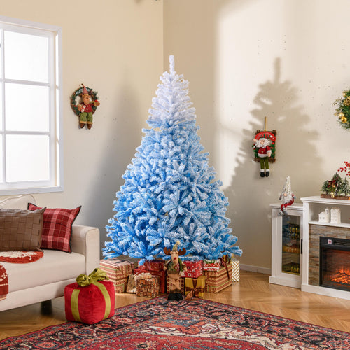 2025 New Artificial Christmas Tree with 456 Branch Tips and Folding Metal Stand-8FT, Blue