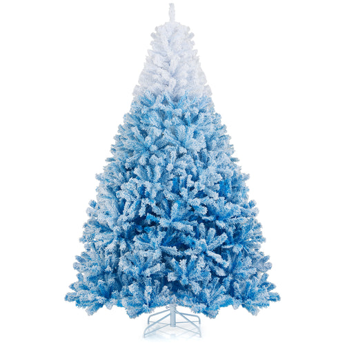 2025 New Artificial Christmas Tree with 456 Branch Tips and Folding Metal Stand-8FT, Blue