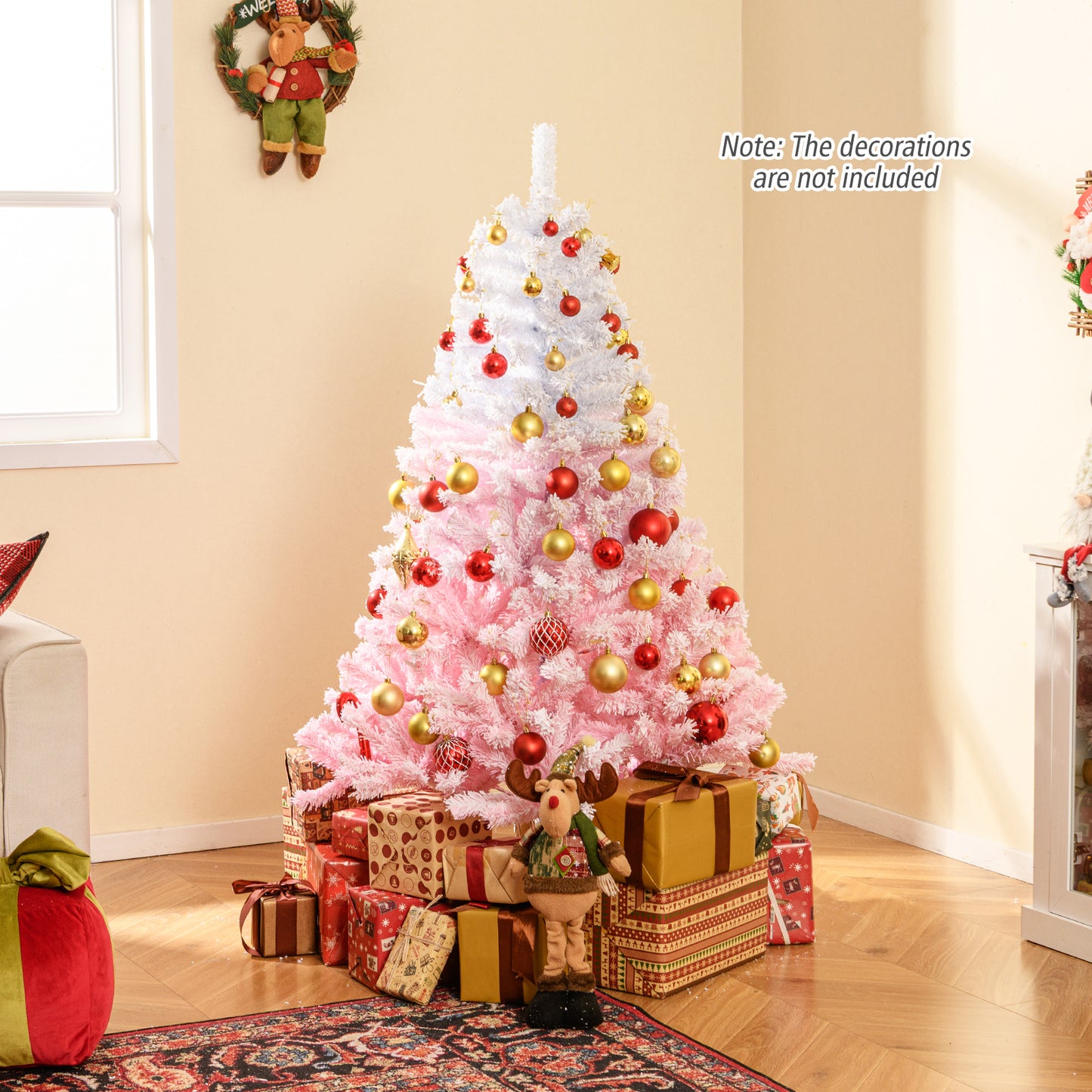 2025 New Artificial Christmas Tree with Folding Metal Stand and 456 Branch Tips-5FT, Pink Christmas Tree at Gallery Canada