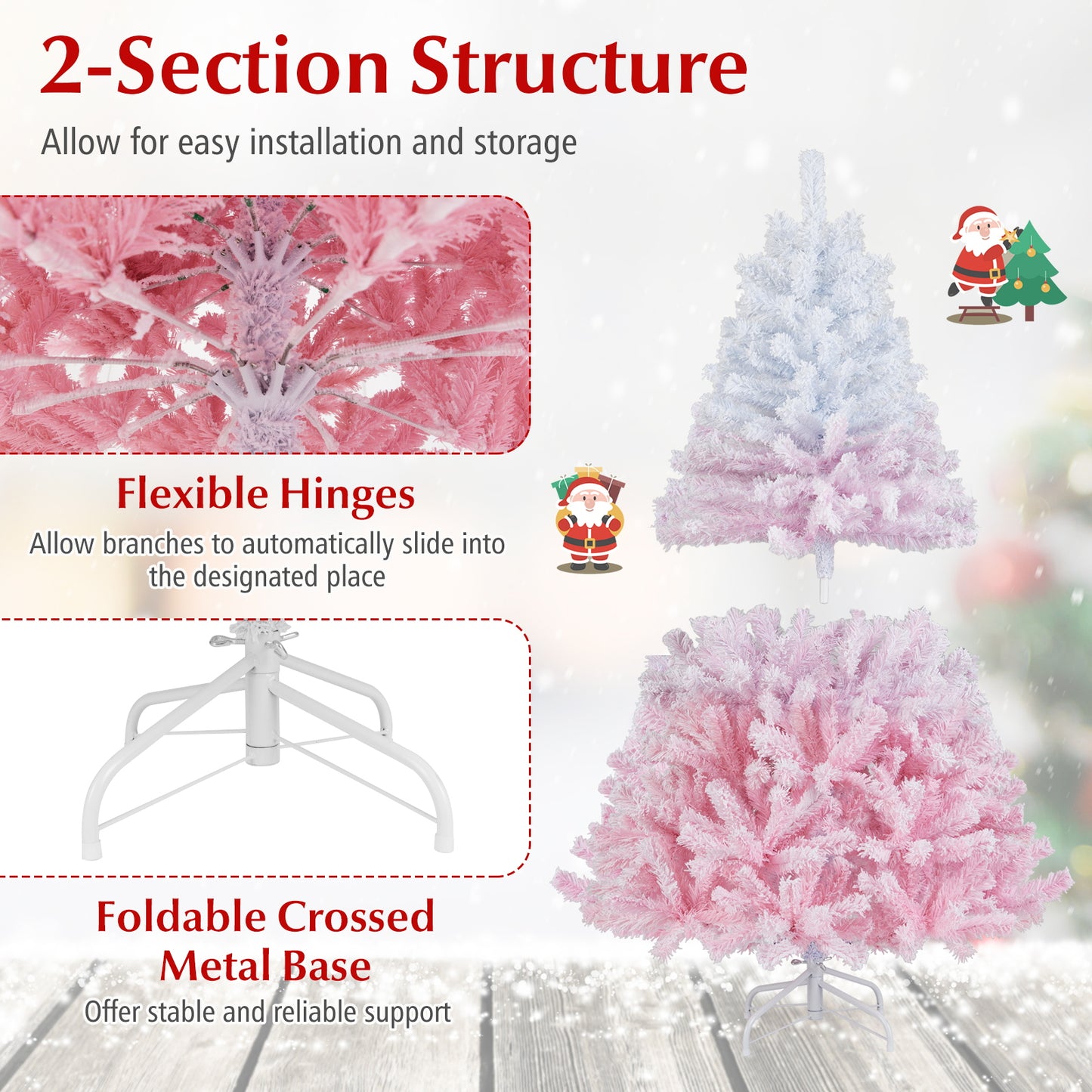 2025 New Artificial Christmas Tree with Folding Metal Stand and 456 Branch Tips-5FT, Pink Christmas Tree at Gallery Canada