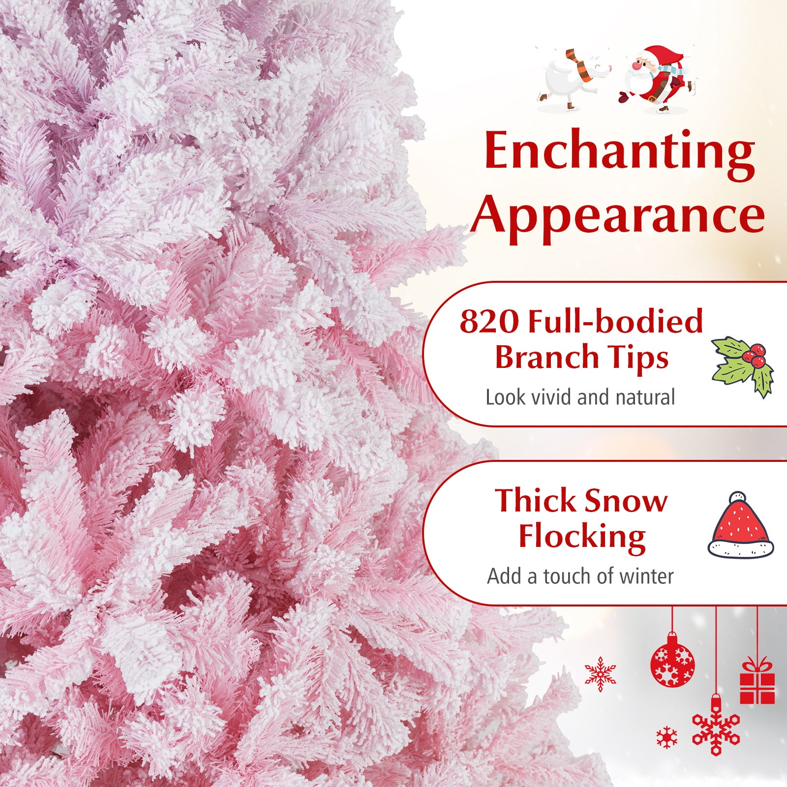 2025 New Artificial Christmas Tree with Folding Metal Stand and 456 Branch Tips-6FT, Pink Christmas Tree at Gallery Canada