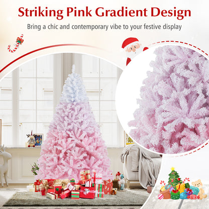 2025 New Artificial Christmas Tree with Folding Metal Stand and 456 Branch Tips-7FT, Pink Christmas Tree at Gallery Canada