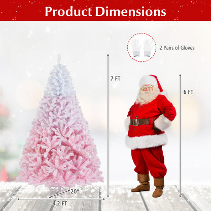 2025 New Artificial Christmas Tree with Folding Metal Stand and 456 Branch Tips-7FT, Pink Christmas Tree at Gallery Canada