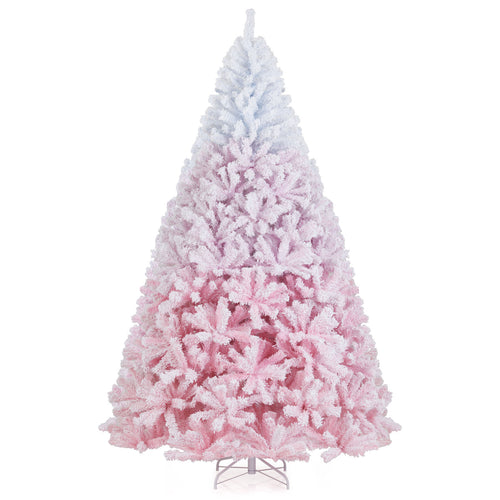2025 New Artificial Christmas Tree with Folding Metal Stand and 456 Branch Tips-8 FT, Pink