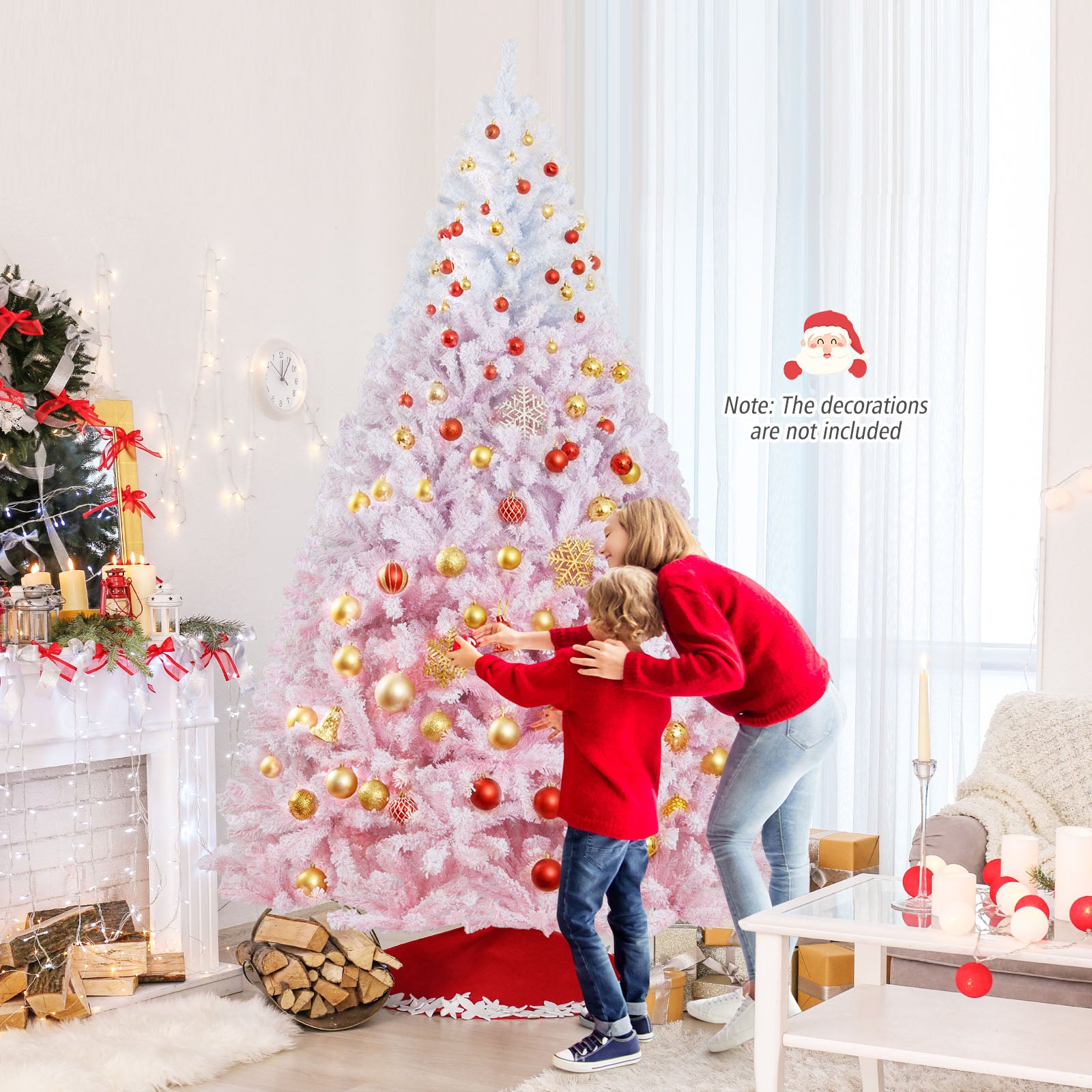 2025 New Artificial Christmas Tree with Folding Metal Stand and 456 Branch Tips-8 FT, Pink Christmas Tree at Gallery Canada