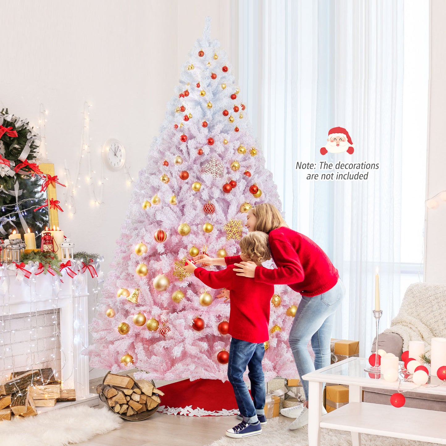 2025 New Artificial Christmas Tree with Folding Metal Stand and 456 Branch Tips-8 FT, Pink Christmas Tree at Gallery Canada