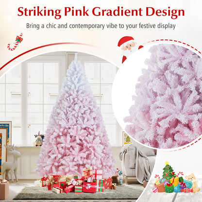 2025 New Artificial Christmas Tree with Folding Metal Stand and 456 Branch Tips-8 FT, Pink Christmas Tree at Gallery Canada