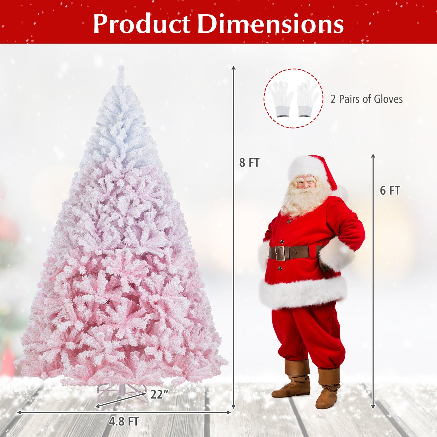 2025 New Artificial Christmas Tree with Folding Metal Stand and 456 Branch Tips-8 FT, Pink Christmas Tree at Gallery Canada