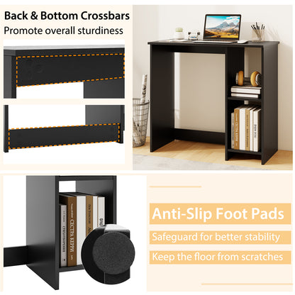 31.5 Inch Modern Home Office Desk with 2 Compartments, Black Writing Desks at Gallery Canada