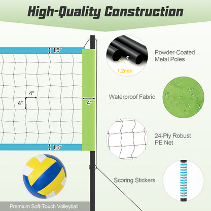 Portable Outdoor Volleyball Net Set Heavy-Duty Volleyball Net System, Green Sport Equipments at Gallery Canada