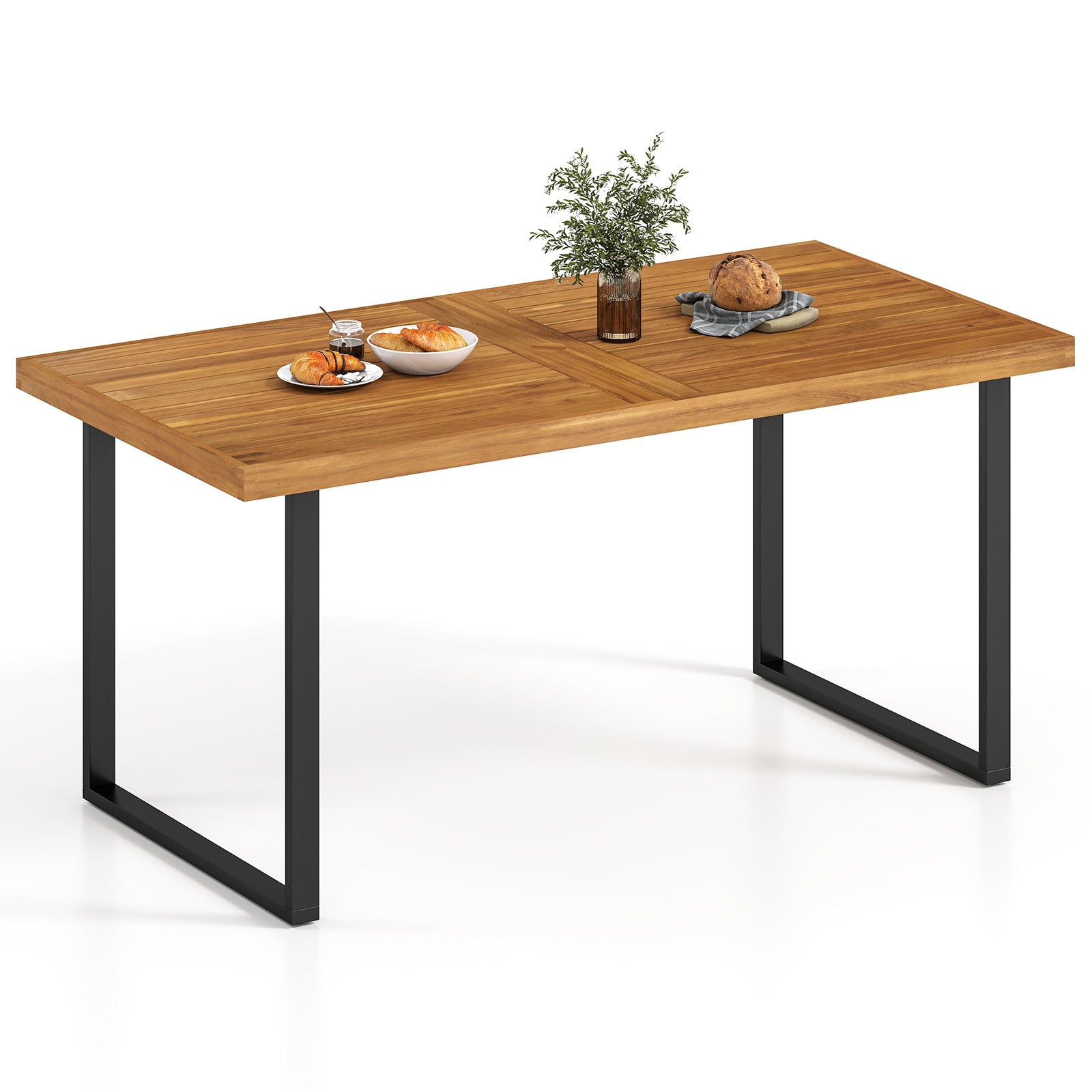 Acacia Wood Dining Table for 6 People Wooden Rectangular Table Patio Dining Tables at Gallery Canada