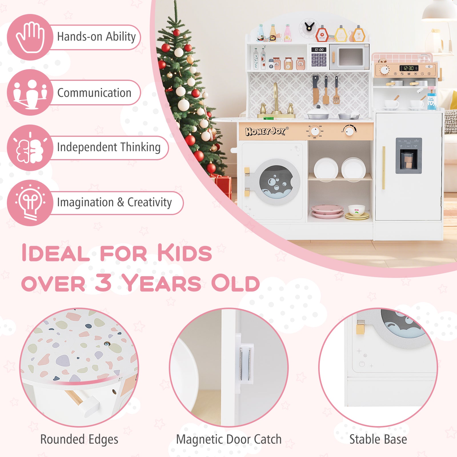 Kids Kitchen Set Wooden with Coffee Makers and Accessories, White Play Kitchen Sets at Gallery Canada