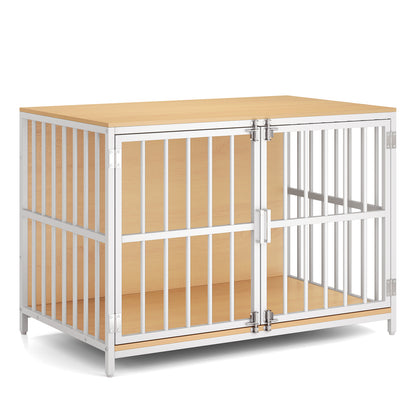 40 Inch Dog Crate Furniture Dog Kennel with Dual Lockable Double Doors, Natural Dog Kennels at Gallery Canada