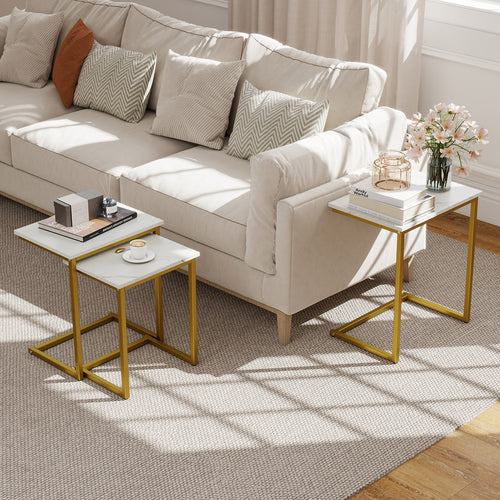 3 Pieces Multifunctional Coffee End Table Set, White