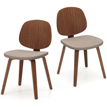 Wooden Dining Chair Set of 2 with Bentwood Frame and Padded Seat, Walnut Dining Chairs at Gallery Canada