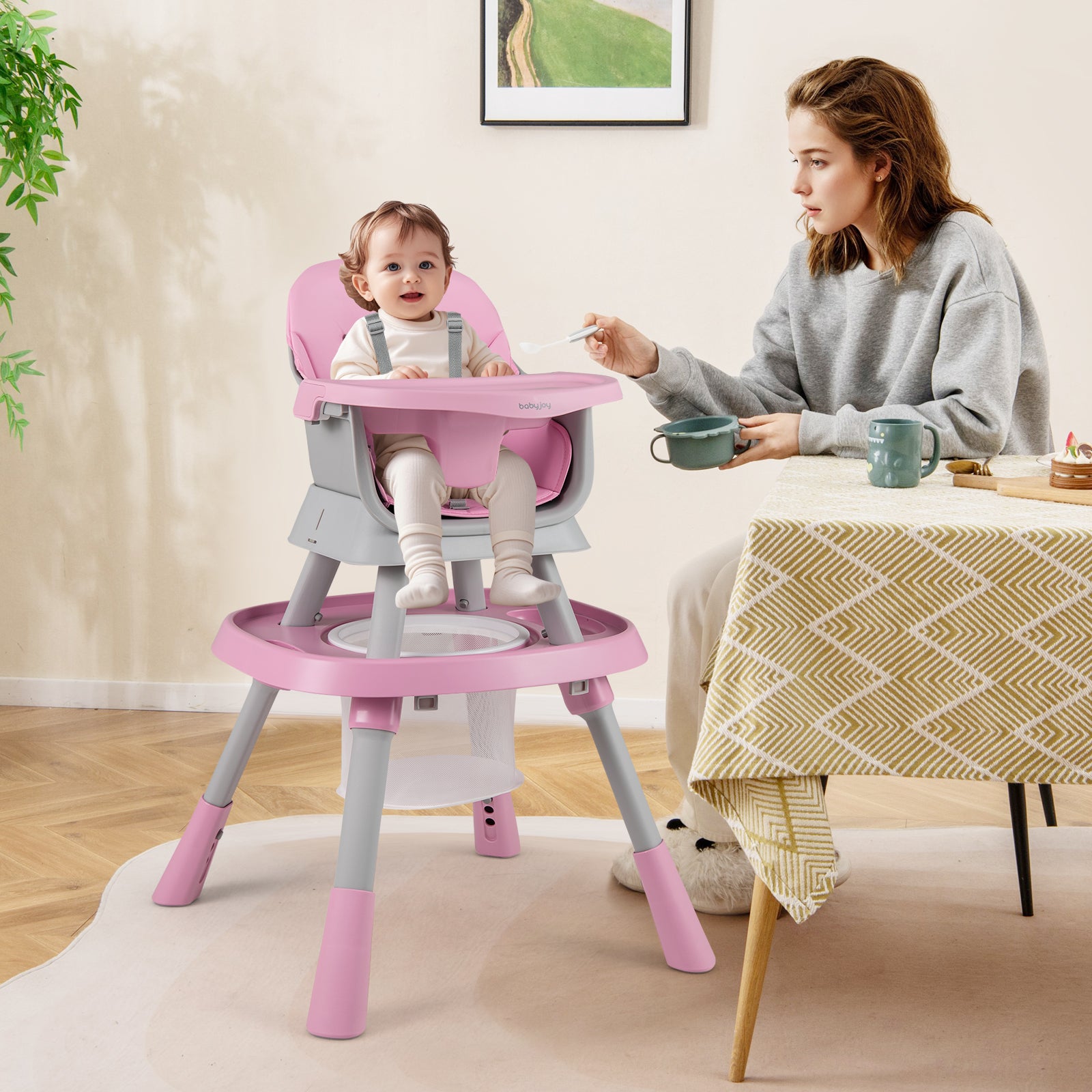 16-in-1 Baby High Chair with Activity Center and Booster Seat for Babies and Toddlers, Pink High Chairs at Gallery Canada