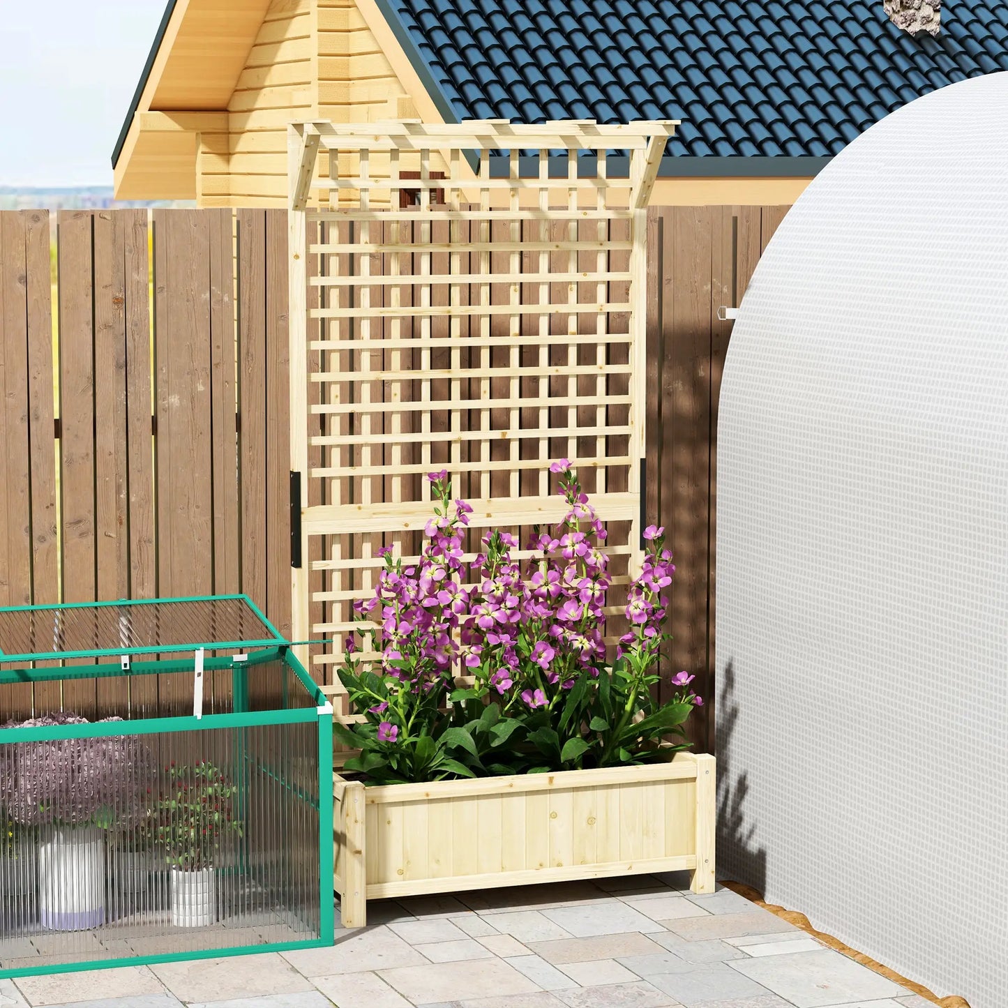 Wood Planter with Trellis, Raised Garden Bed, Privacy Screen, Natural Wood Raised Garden Beds at Gallery Canada