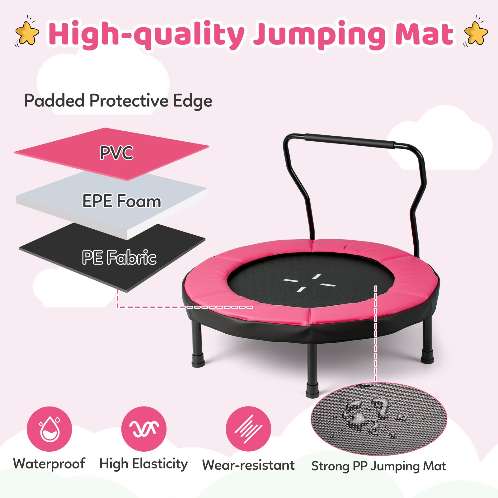 40 Inch Trampoline for Kids Indoor Outdoor Fitness Trampoline, Pink Trampolines at Gallery Canada