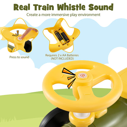 Ride on Toy with Steering Wheel and Train Whistle Sound Button, Green Push & Pedal Ride On Toys at Gallery Canada